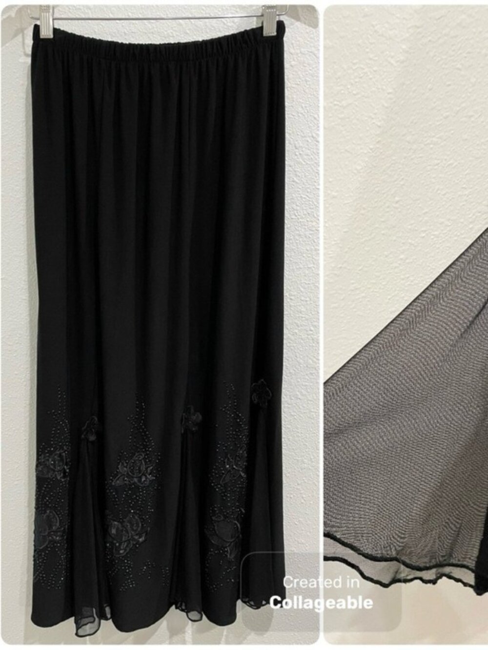 Vintage Lace Mesh Whimsigoth Midi Skirt Black Y2K Stretch Dark